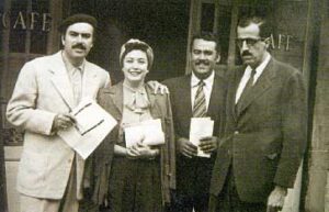Bernal (a la extrema derecha) con Pedro Armendáriz y amigos