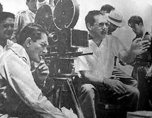 Jorge Sthal y Roberto Gavaldón durante el rodaje de Corazones de México (Dir. Roberto Gavaldón, 1945)